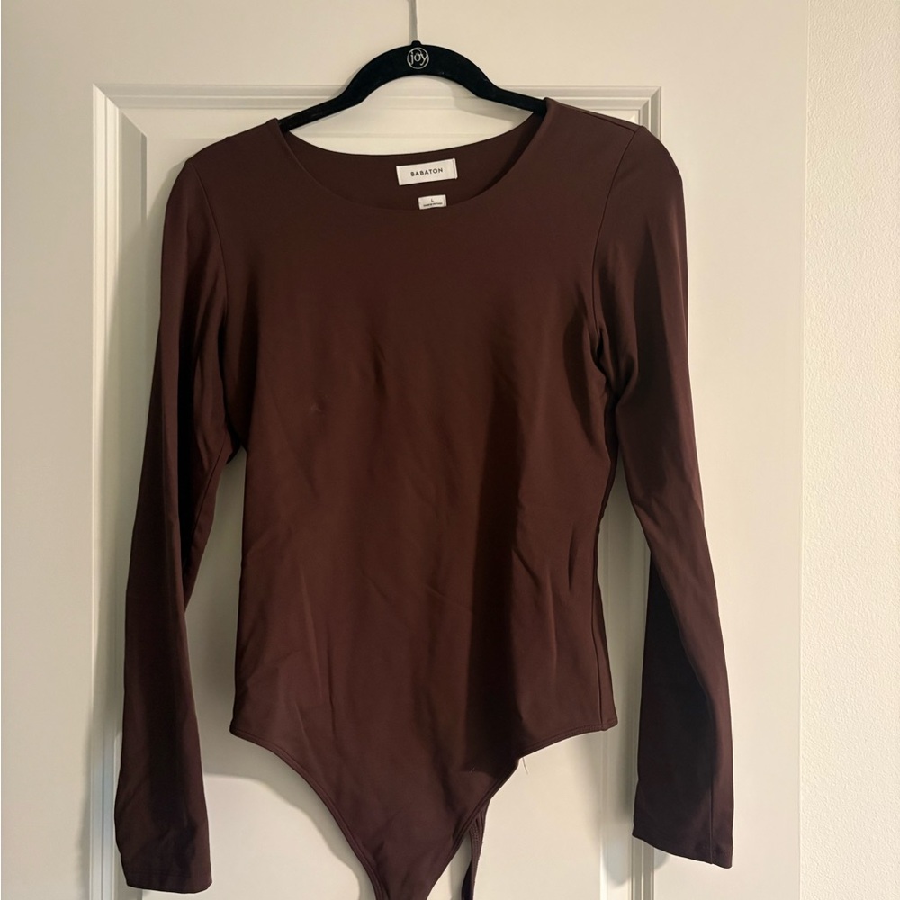 Aritzia Contour Brown Long Sleeve Bodysuit